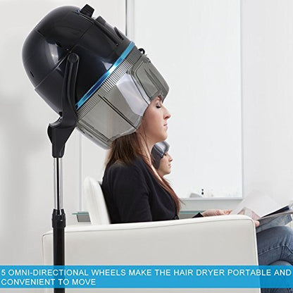 Professional Hooded Floor Dryer - Adjustable Rolling Hair Dryer for Salon & Home Use