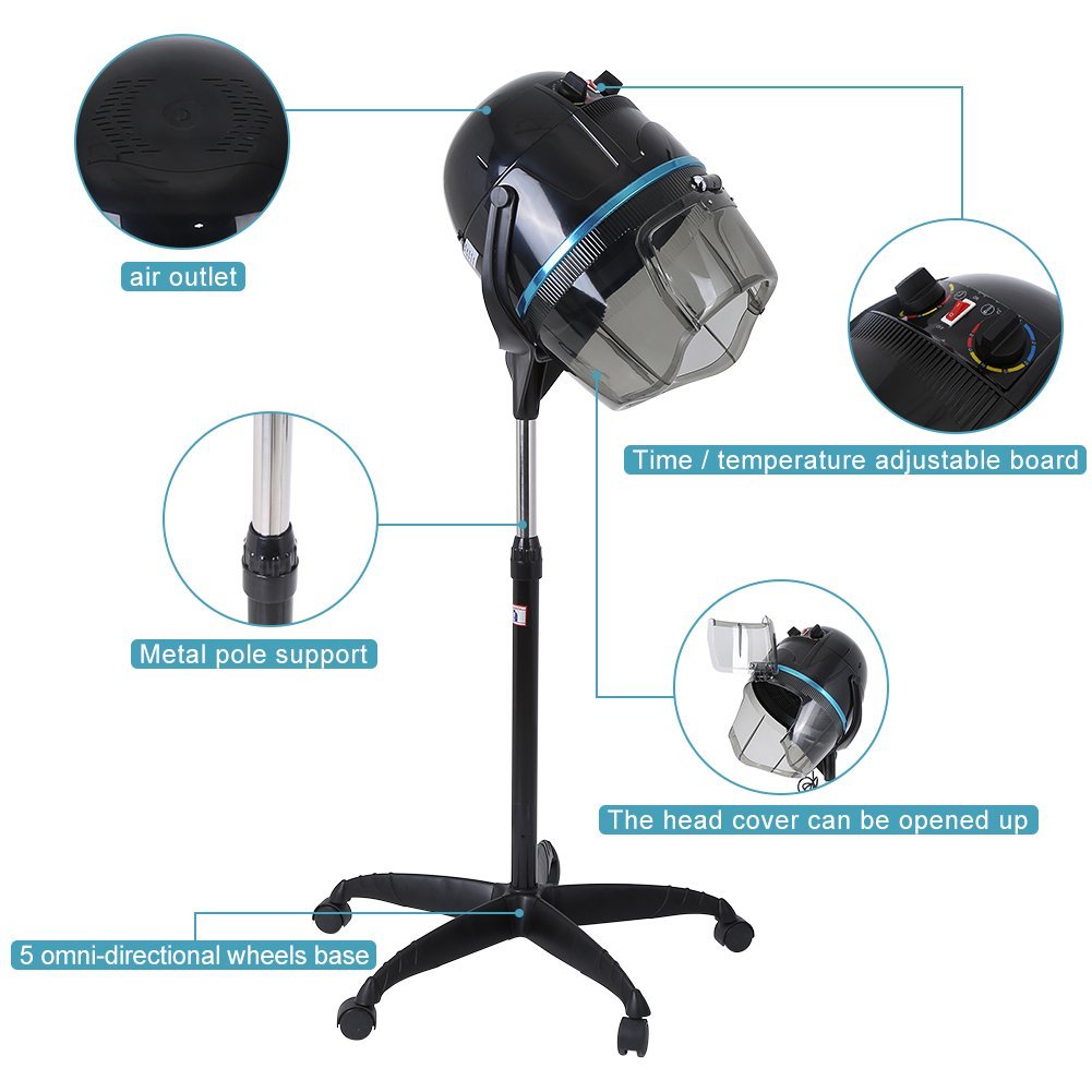 Professional Hooded Floor Dryer - Adjustable Rolling Hair Dryer for Salon & Home Use - görsel 3