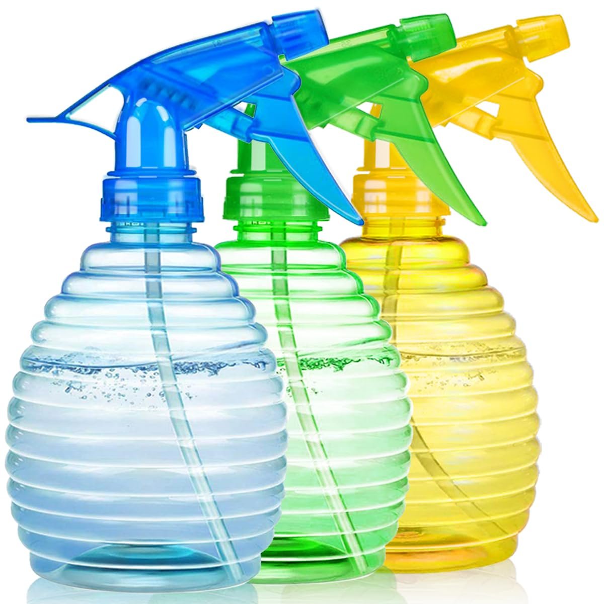 FANSTINOW Spray Bottles - 3 Pack, 16 oz, Mist/Stream, BPA Free, Sturdy & Leak Proof, Bright Colors, with Labels and Funnel - görsel 1