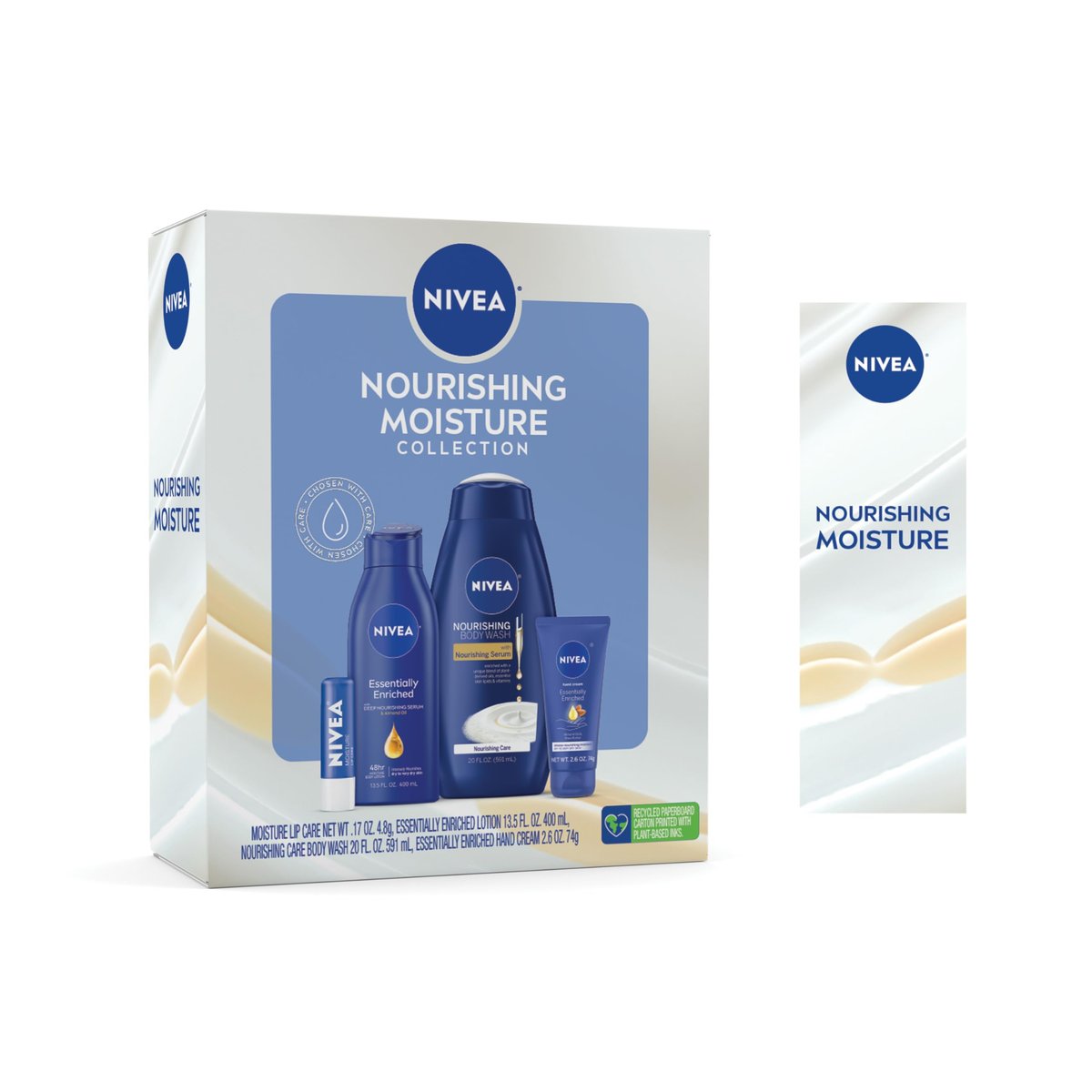 NIVEA Skin Care Set For Her - Nourishing Body Wash, Moisturizing Body Lotion, Lip Balm with Shea Butter, Hand Cream - 5 Piece Gift Set Avelisse