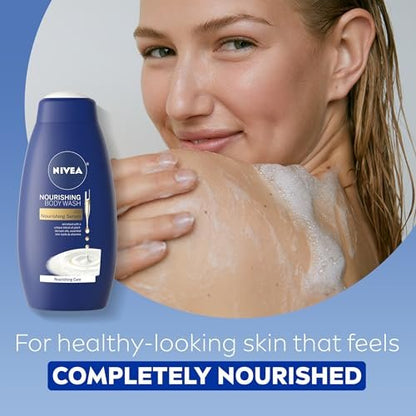 NIVEA Skin Care Set For Her - Nourishing Body Wash, Moisturizing Body Lotion, Lip Balm with Shea Butter, Hand Cream - 5 Piece Gift Set Avelisse