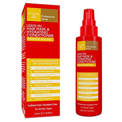 Arvazallia Leave-in Hair Mask and Hydrating Conditioner Spray for Dry or Damaged Hair - Professional Grade, 5.07 Fl Oz Avelisse