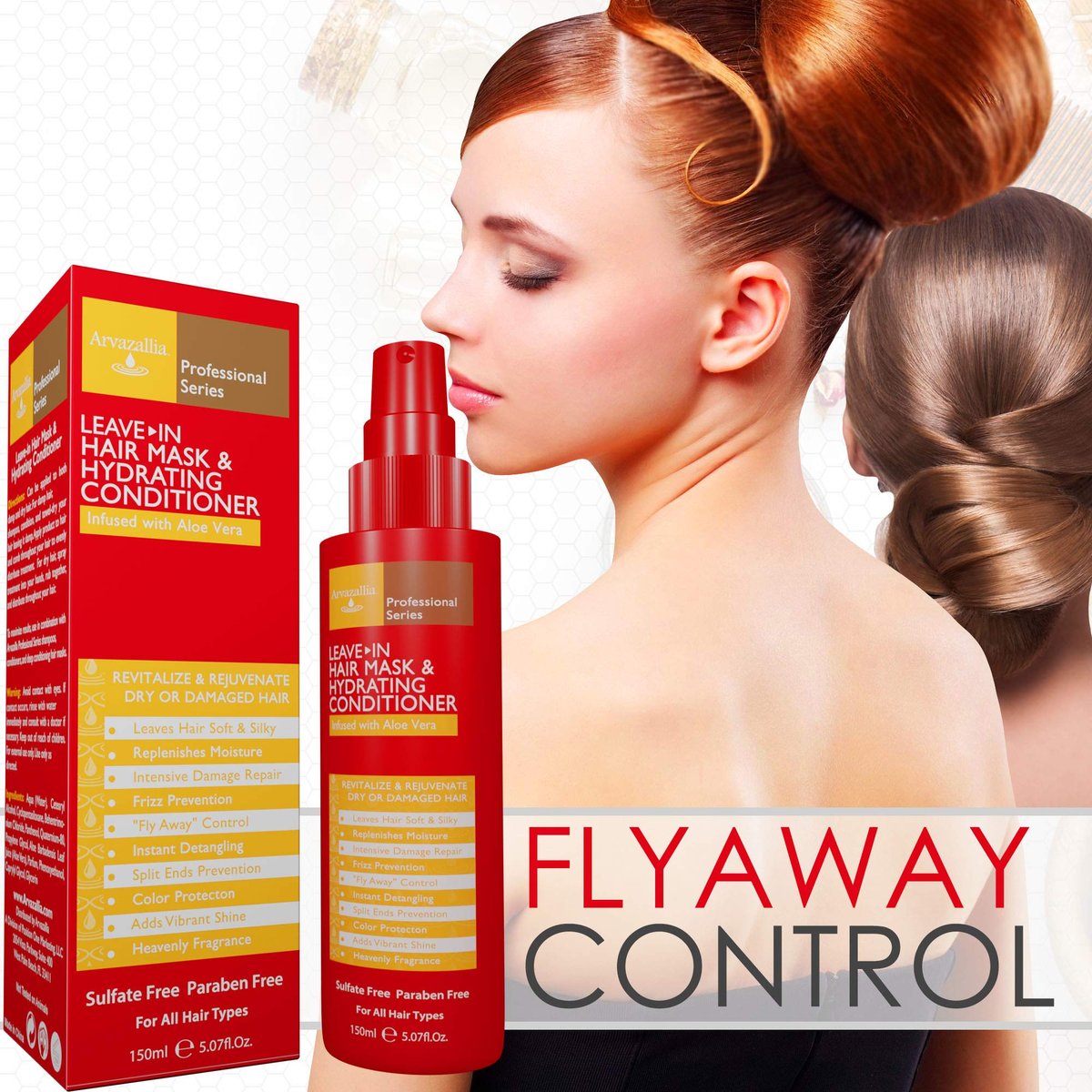 Arvazallia Leave-in Hair Mask and Hydrating Conditioner Spray for Dry or Damaged Hair - Professional Grade, 5.07 Fl Oz Avelisse