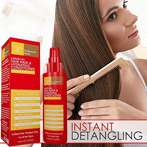 Arvazallia Leave-in Hair Mask and Hydrating Conditioner Spray for Dry or Damaged Hair - Professional Grade, 5.07 Fl Oz Avelisse