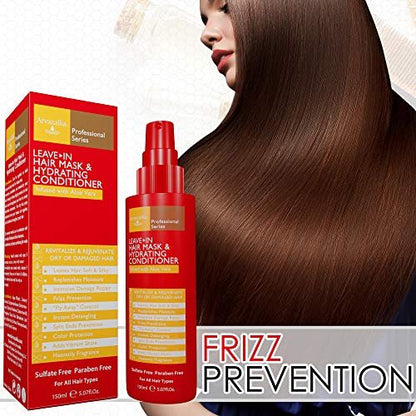 Arvazallia Leave-in Hair Mask and Hydrating Conditioner Spray for Dry or Damaged Hair - Professional Grade, 5.07 Fl Oz Avelisse