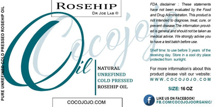 Dr Joe Lab Pure Unrefined Cold Pressed Rosehip Oil for Face, Hair, Skin, Body & Nails - 16 oz Avelisse