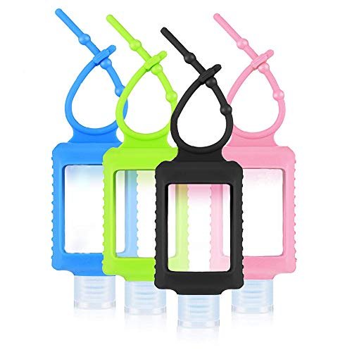 4 Pack Travel Size Clear Plastic Squeeze Bottles with Silicone Sleeve – Leakproof Refillable 60ml/2oz Containers with Flip Cap Keychain for Hand Sanitizer, Toiletries, Outdoor Adventures - görsel 8
