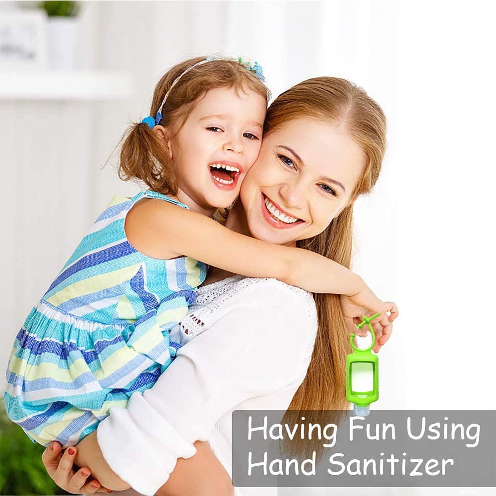 4 Pack Travel Size Clear Plastic Squeeze Bottles with Silicone Sleeve – Leakproof Refillable 60ml/2oz Containers with Flip Cap Keychain for Hand Sanitizer, Toiletries, Outdoor Adventures - görsel 3