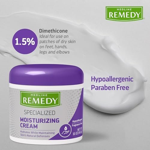 Medline Remedy Specialized Skin Cream, Fragrance-Free (16 oz) - 1.5% Dimethicone Nourishing Moisturizer for Dry Skin, Hypoallergenic Body Cream Avelisse