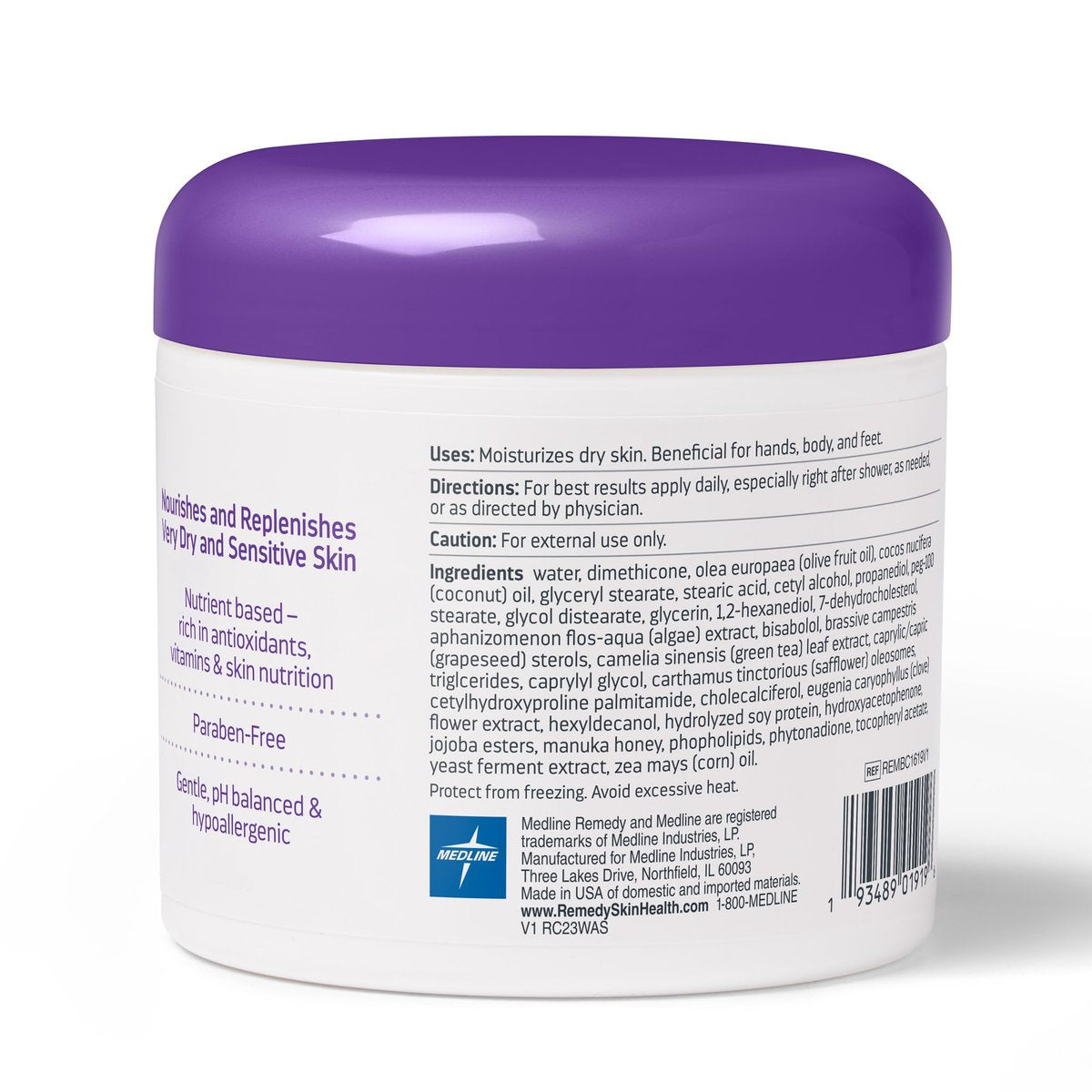 Medline Remedy Specialized Skin Cream, Fragrance-Free (16 oz) - 1.5% Dimethicone Nourishing Moisturizer for Dry Skin, Hypoallergenic Body Cream Avelisse
