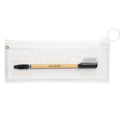 VELOUR Too Clean Lash Wand – 2-in-1 Eyelash Cleansing Brush for False Lashes & Extensions | Brow & Lash Brush | Gold | Full Size Avelisse