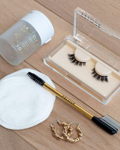 VELOUR Too Clean Lash Wand – 2-in-1 Eyelash Cleansing Brush for False Lashes & Extensions | Brow & Lash Brush | Gold | Full Size Avelisse