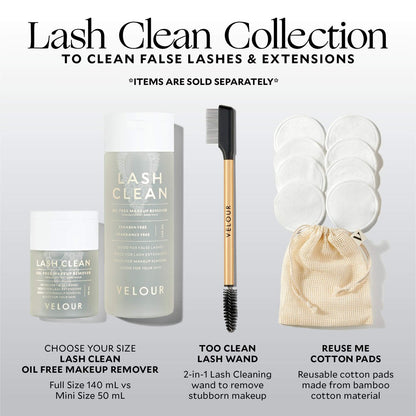 VELOUR Too Clean Lash Wand – 2-in-1 Eyelash Cleansing Brush for False Lashes & Extensions | Brow & Lash Brush | Gold | Full Size Avelisse