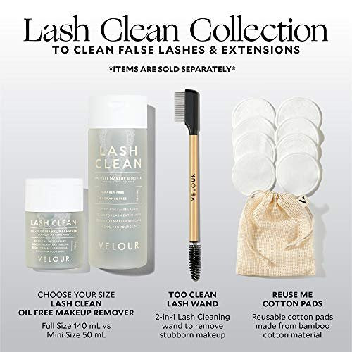 VELOUR Too Clean Lash Wand – 2-in-1 Eyelash Cleansing Brush for False Lashes & Extensions | Brow & Lash Brush | Gold | Full Size Avelisse