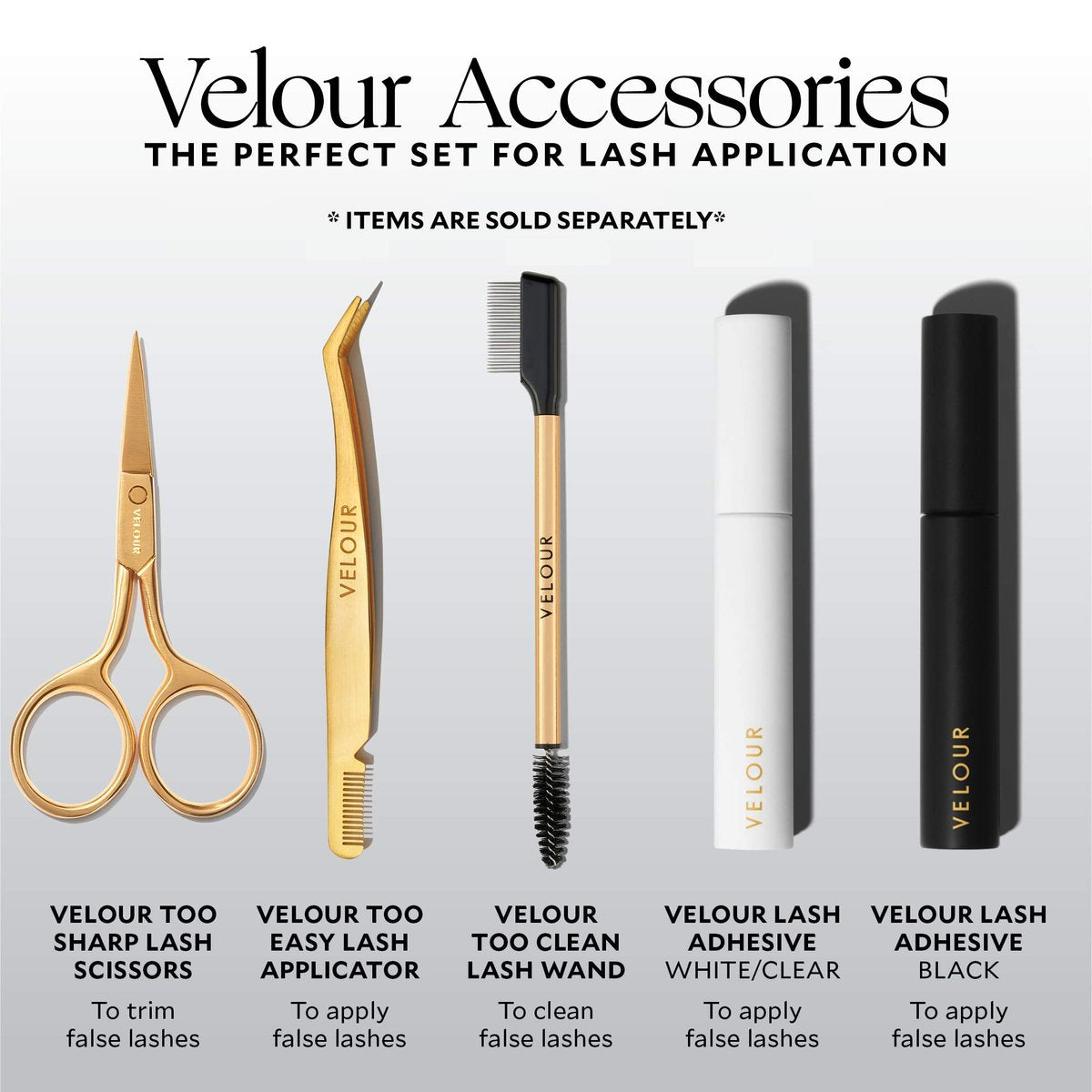 VELOUR Too Clean Lash Wand – 2-in-1 Eyelash Cleansing Brush for False Lashes & Extensions | Brow & Lash Brush | Gold | Full Size Avelisse