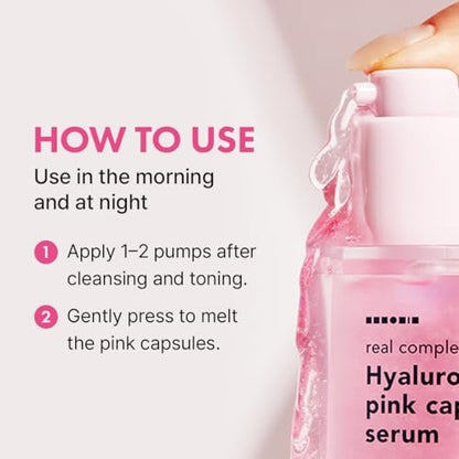 Hanskin Hyaluron Pink Capsule Serum – 6-Layer Hyaluronic Acid for Deep Hydration, Glass Skin Glow & Pink Radiance | Vitamin B12 Barrier Support, Moisturizing & Brightening Korean Serum | 1.69 fl oz