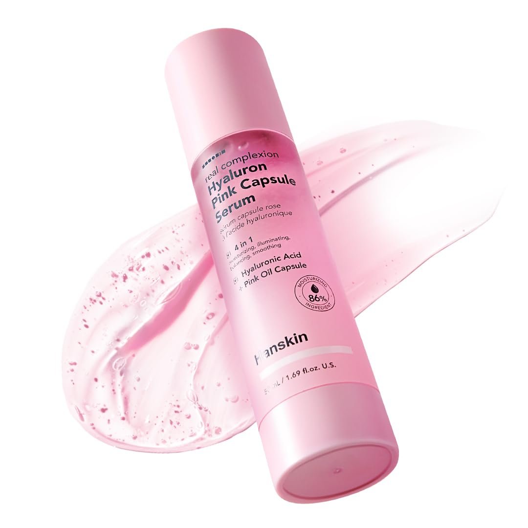 Hanskin Hyaluron Pink Capsule Serum – 6-Layer Hyaluronic Acid for Deep Hydration, Glass Skin Glow & Pink Radiance | Vitamin B12 Barrier Support, Moisturizing & Brightening Korean Serum | 1.69 fl oz - görsel 1