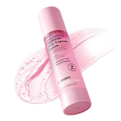 Hanskin Hyaluron Pink Capsule Serum – 6-Layer Hyaluronic Acid for Deep Hydration, Glass Skin Glow & Pink Radiance | Vitamin B12 Barrier Support, Moisturizing & Brightening Korean Serum | 1.69 fl oz