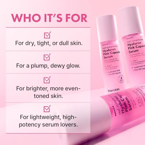 Hanskin Hyaluron Pink Capsule Serum – 6-Layer Hyaluronic Acid for Deep Hydration, Glass Skin Glow & Pink Radiance | Vitamin B12 Barrier Support, Moisturizing & Brightening Korean Serum | 1.69 fl oz - görsel 14