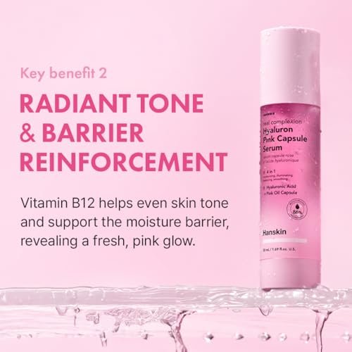 Hanskin Hyaluron Pink Capsule Serum – 6-Layer Hyaluronic Acid for Deep Hydration, Glass Skin Glow & Pink Radiance | Vitamin B12 Barrier Support, Moisturizing & Brightening Korean Serum | 1.69 fl oz - görsel 8