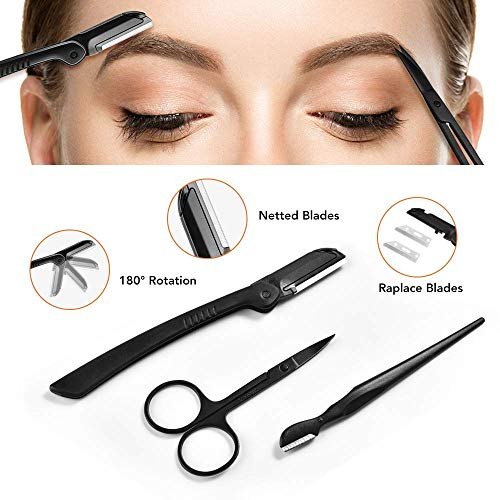 9-in-1 Eyebrow Kit & Dermaplaning Tool for Women - Multipurpose Exfoliating Face Grooming Set with Stainless Steel Scissors - görsel 4