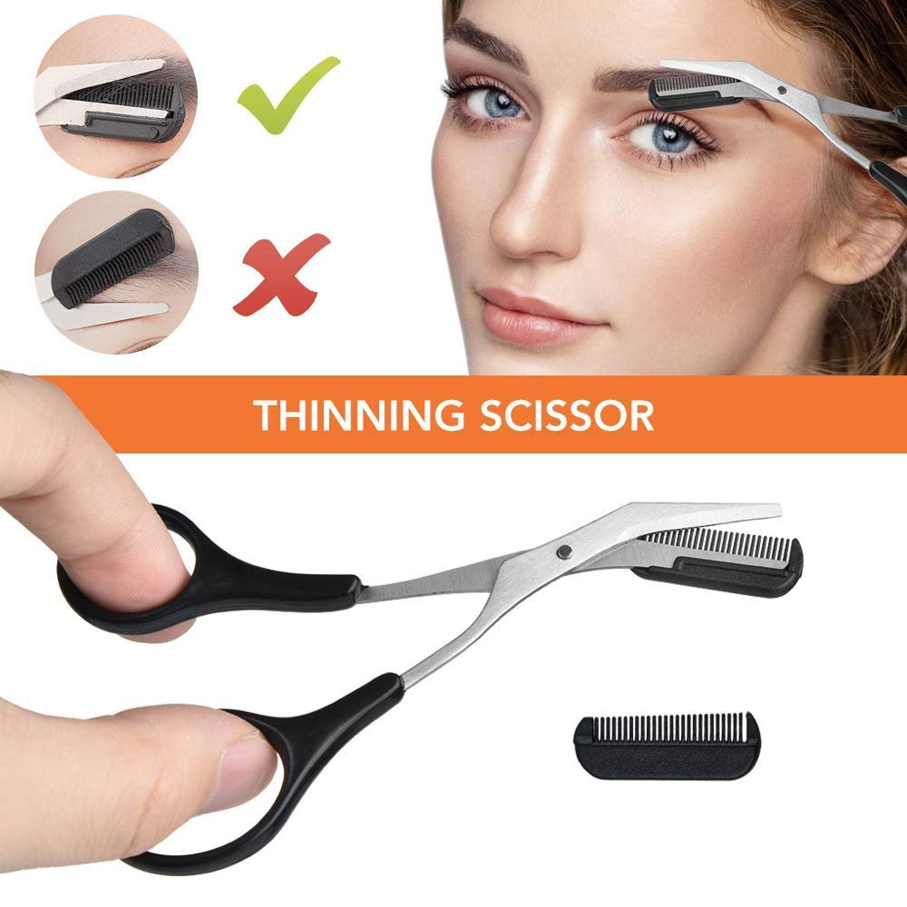 9-in-1 Eyebrow Kit & Dermaplaning Tool for Women - Multipurpose Exfoliating Face Grooming Set with Stainless Steel Scissors - görsel 11