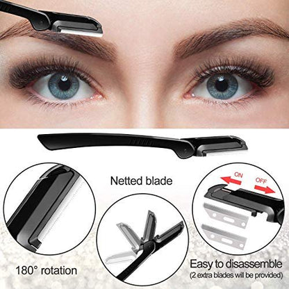 9-in-1 Eyebrow Kit & Dermaplaning Tool for Women - Multipurpose Exfoliating Face Grooming Set with Stainless Steel Scissors