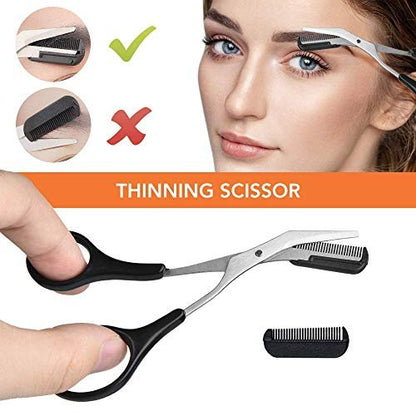 9-in-1 Eyebrow Kit & Dermaplaning Tool for Women - Multipurpose Exfoliating Face Grooming Set with Stainless Steel Scissors