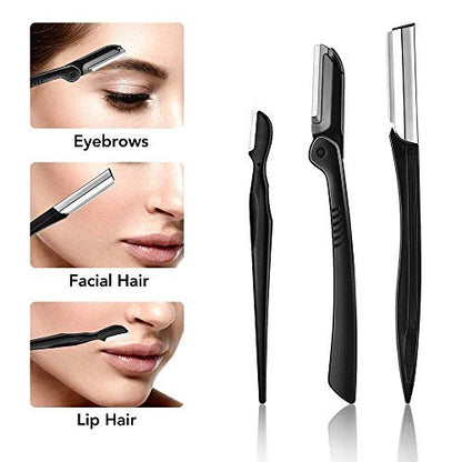 9-in-1 Eyebrow Kit & Dermaplaning Tool for Women - Multipurpose Exfoliating Face Grooming Set with Stainless Steel Scissors