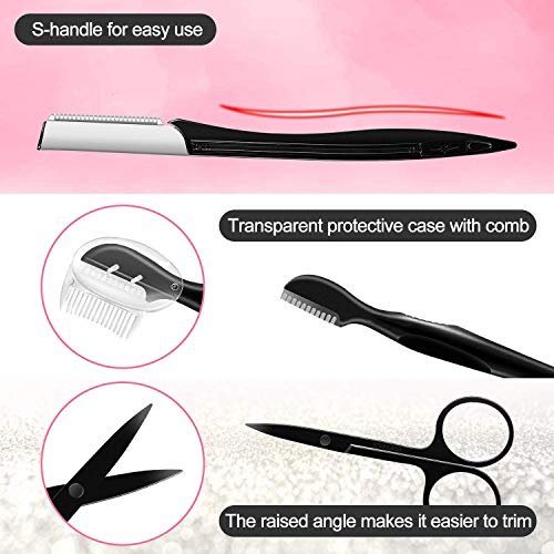 9-in-1 Eyebrow Kit & Dermaplaning Tool for Women - Multipurpose Exfoliating Face Grooming Set with Stainless Steel Scissors - görsel 8