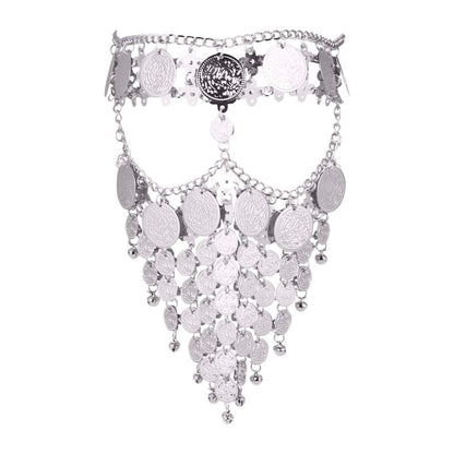 Beaupretty Women Masquerade Mask Face Chain Metal Jewelry - Silver Belly Coin Veil for Halloween Dance Play Accessories