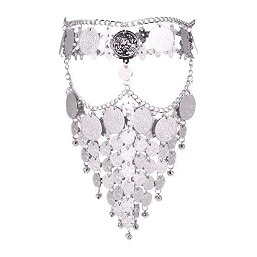 Beaupretty Women Masquerade Mask Face Chain Metal Jewelry - Silver Belly Coin Veil for Halloween Dance Play Accessories - görsel 2