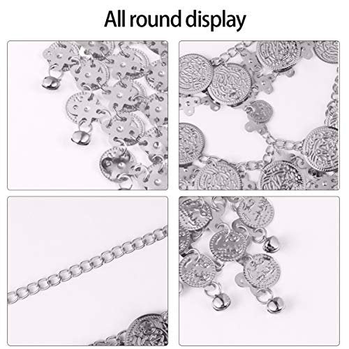 Beaupretty Women Masquerade Mask Face Chain Metal Jewelry - Silver Belly Coin Veil for Halloween Dance Play Accessories - görsel 8