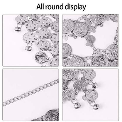 Beaupretty Women Masquerade Mask Face Chain Metal Jewelry - Silver Belly Coin Veil for Halloween Dance Play Accessories