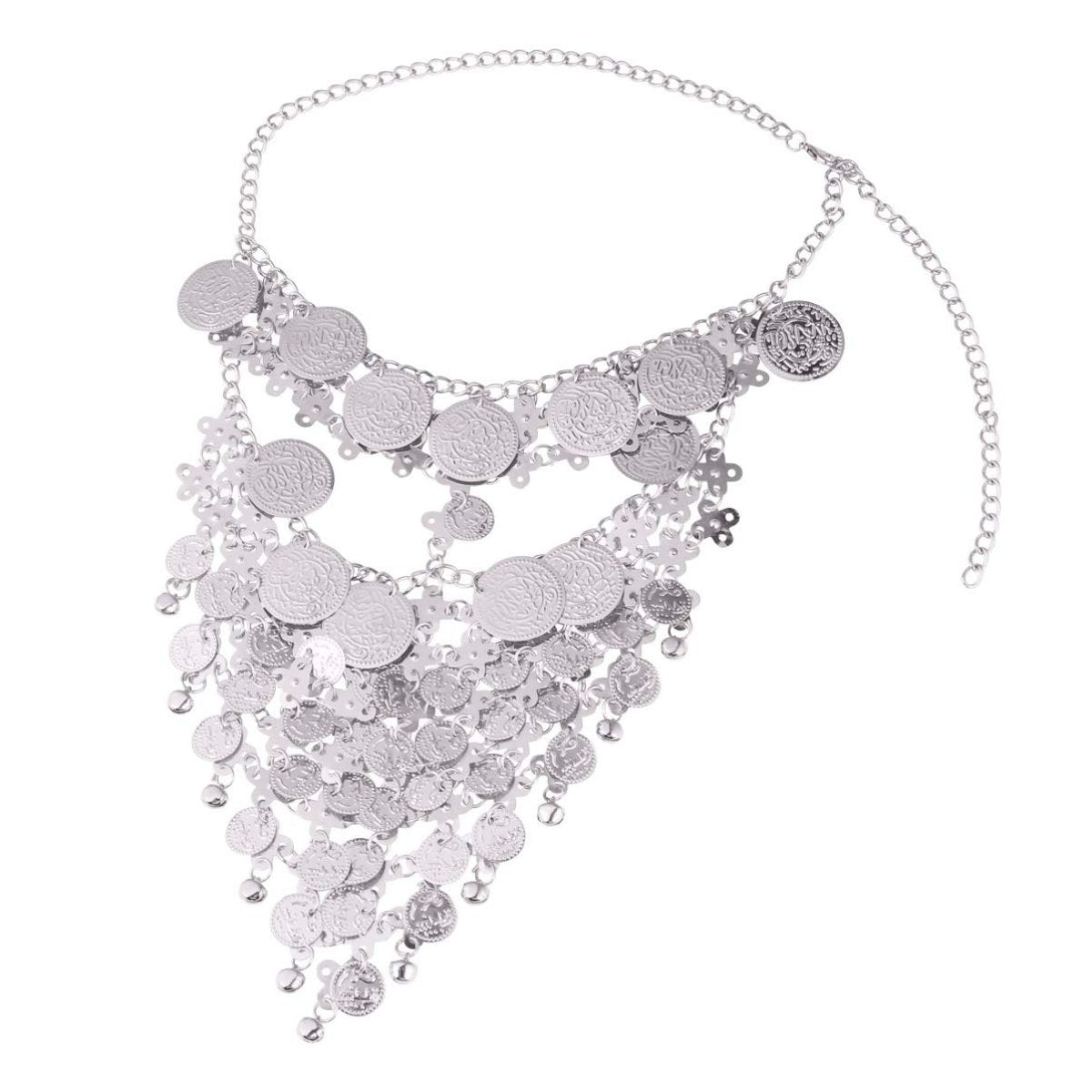 Beaupretty Women Masquerade Mask Face Chain Metal Jewelry - Silver Belly Coin Veil for Halloween Dance Play Accessories - görsel 17