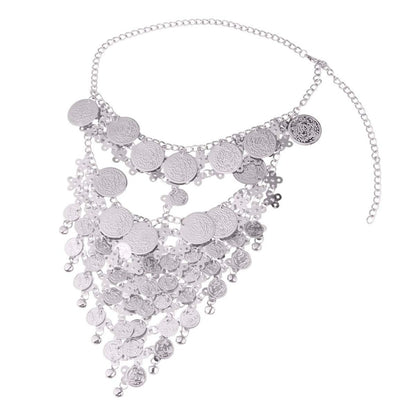 Beaupretty Women Masquerade Mask Face Chain Metal Jewelry - Silver Belly Coin Veil for Halloween Dance Play Accessories