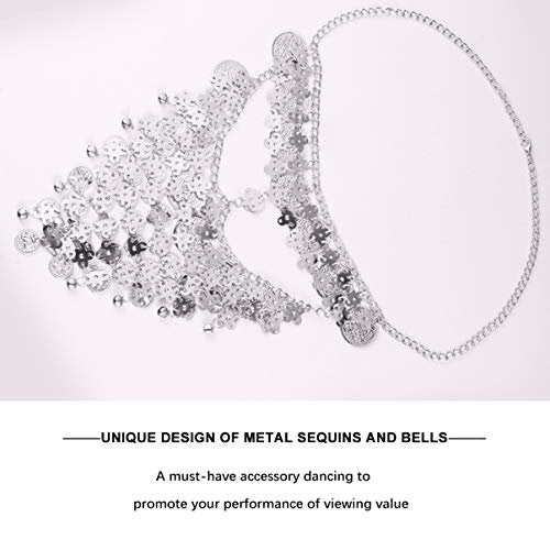 Beaupretty Women Masquerade Mask Face Chain Metal Jewelry - Silver Belly Coin Veil for Halloween Dance Play Accessories - görsel 16
