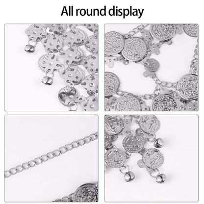 Beaupretty Women Masquerade Mask Face Chain Metal Jewelry - Silver Belly Coin Veil for Halloween Dance Play Accessories