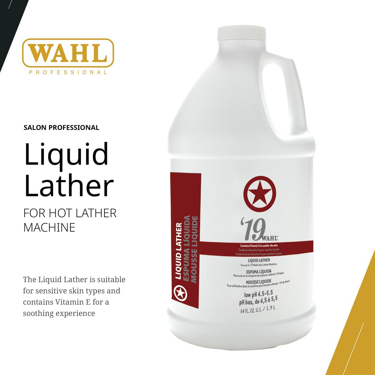 Wahl Professional 19 Premixed Liquid Lather – Ready-to-Use Vitamin E Enriched Shaving Cream for Sensitive Skin, 64 Fl Oz Avelisse