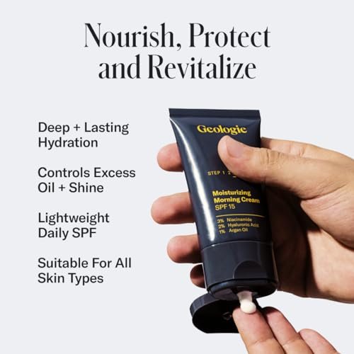 Geologie Moisturizing Face Cream with SPF 15 – Daily Hydrating Cream with Hyaluronic Acid & Niacinamide – Lightweight for Men & Women, 2 Fl Oz Avelisse