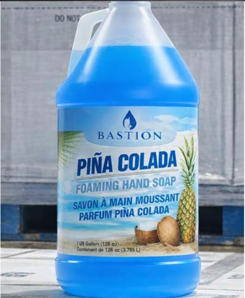 Bastion Foaming Antibacterial Hand Soap Refill – Pina Colada Scent, 1 Gallon (128 oz) – Bulk Moisturizing Hand Wash for Home, Office, Kitchen, Bathroom – Kills Germs, Softens Hands Avelisse