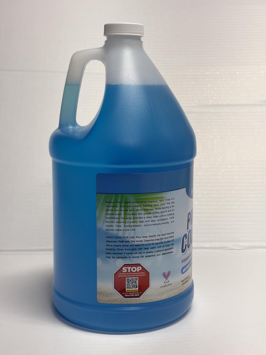 Bastion Foaming Antibacterial Hand Soap Refill – Pina Colada Scent, 1 Gallon (128 oz) – Bulk Moisturizing Hand Wash for Home, Office, Kitchen, Bathroom – Kills Germs, Softens Hands Avelisse