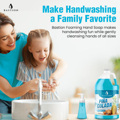 Bastion Foaming Antibacterial Hand Soap Refill – Pina Colada Scent, 1 Gallon (128 oz) – Bulk Moisturizing Hand Wash for Home, Office, Kitchen, Bathroom – Kills Germs, Softens Hands Avelisse