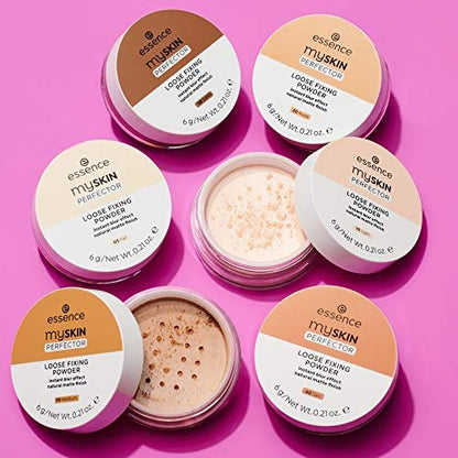 essence My Skin Perfector Loose Fixing Powder - Instant Blur Effect & Natural Matte Finish - Vegan, Cruelty Free - Shade 40 Tan (0.21 oz)