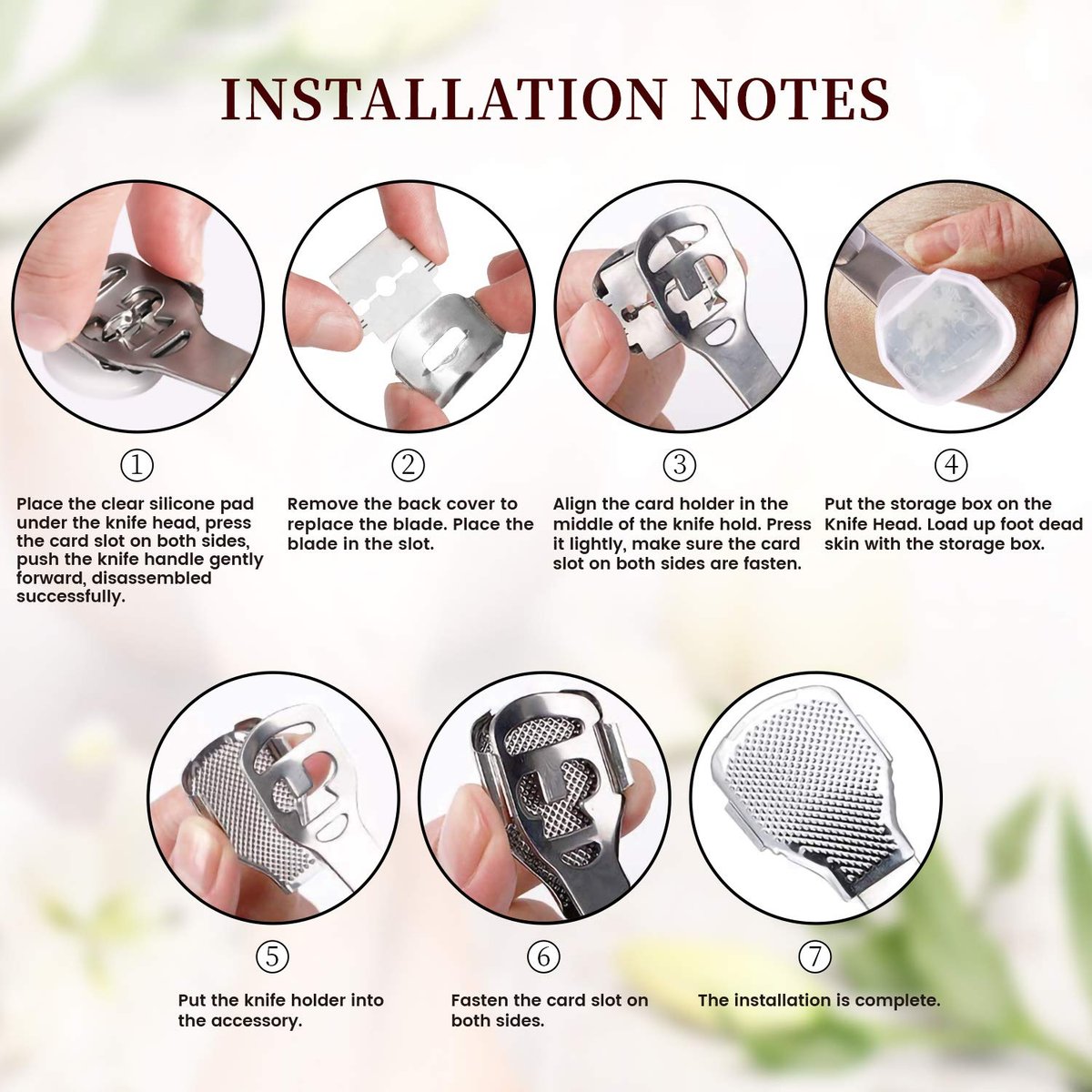 Stainless Steel Callus Shaver for Feet – Professional Foot File with 10 Blades & Dead Skin Storage Cover (7-Piece Kit) - görsel 9