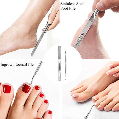 Stainless Steel Callus Shaver for Feet – Professional Foot File with 10 Blades & Dead Skin Storage Cover (7-Piece Kit)