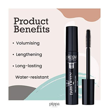 Pippa of London Dark Queen Mascara – Intense Black Volume & Length, 1 Fl Oz