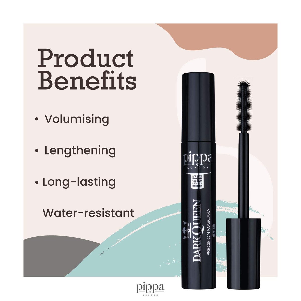 Pippa of London Dark Queen Mascara – Intense Black Volume & Length, 1 Fl Oz - görsel 3