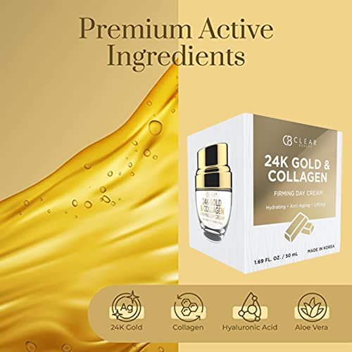 Clear Beauty 24K Gold & Collagen Day Cream Face Moisturizer – Anti Aging Korean Skin Care, Vegan, Dermatologist Tested, 1.69 Fl Oz - görsel 6