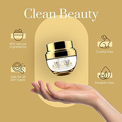 Clear Beauty 24K Gold & Collagen Day Cream Face Moisturizer – Anti Aging Korean Skin Care, Vegan, Dermatologist Tested, 1.69 Fl Oz - görsel 10